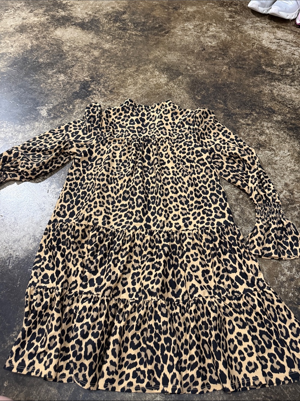Jude Connally Leopard Tiered Long Sleeve Dress - Black & Tan - Picture 4 of 5